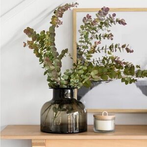 Studio McGee Threshold Smoked Green Brown Glass Vase 9” x 10”